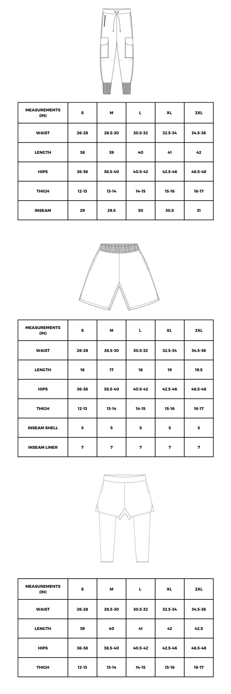 Men's Pants Size Chart